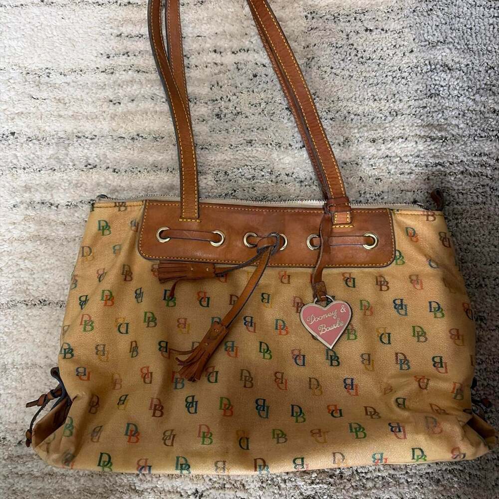 Dooney bourke tan and multicolor purse